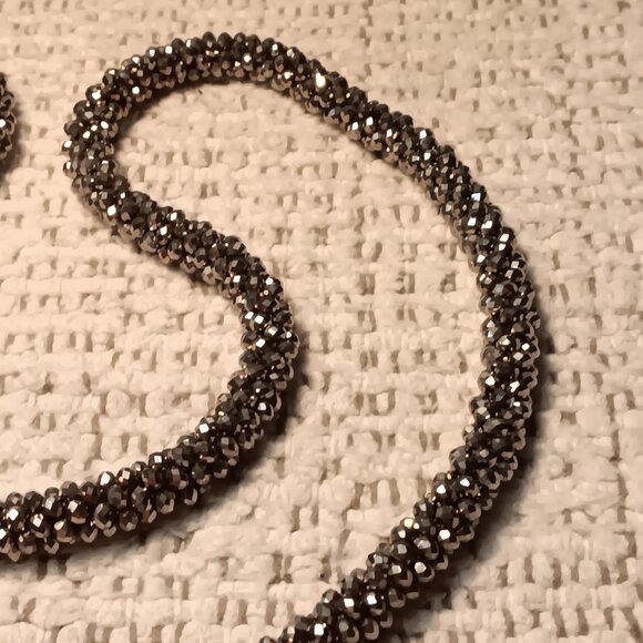 Talbots faceted AB coated gray beads long rope necklace - Picture 3 of 8